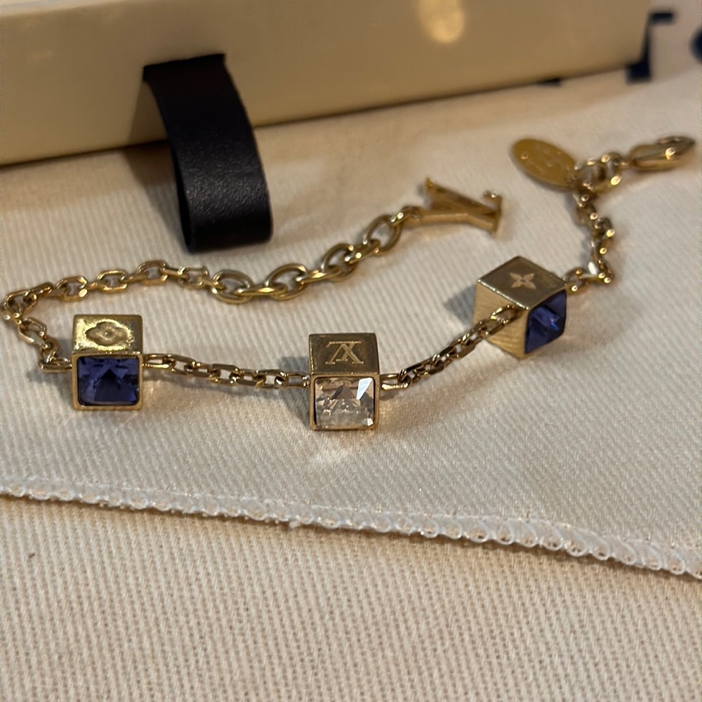 Authentic Louis Vuitton Gamble Bracelet blue/champagne colored
